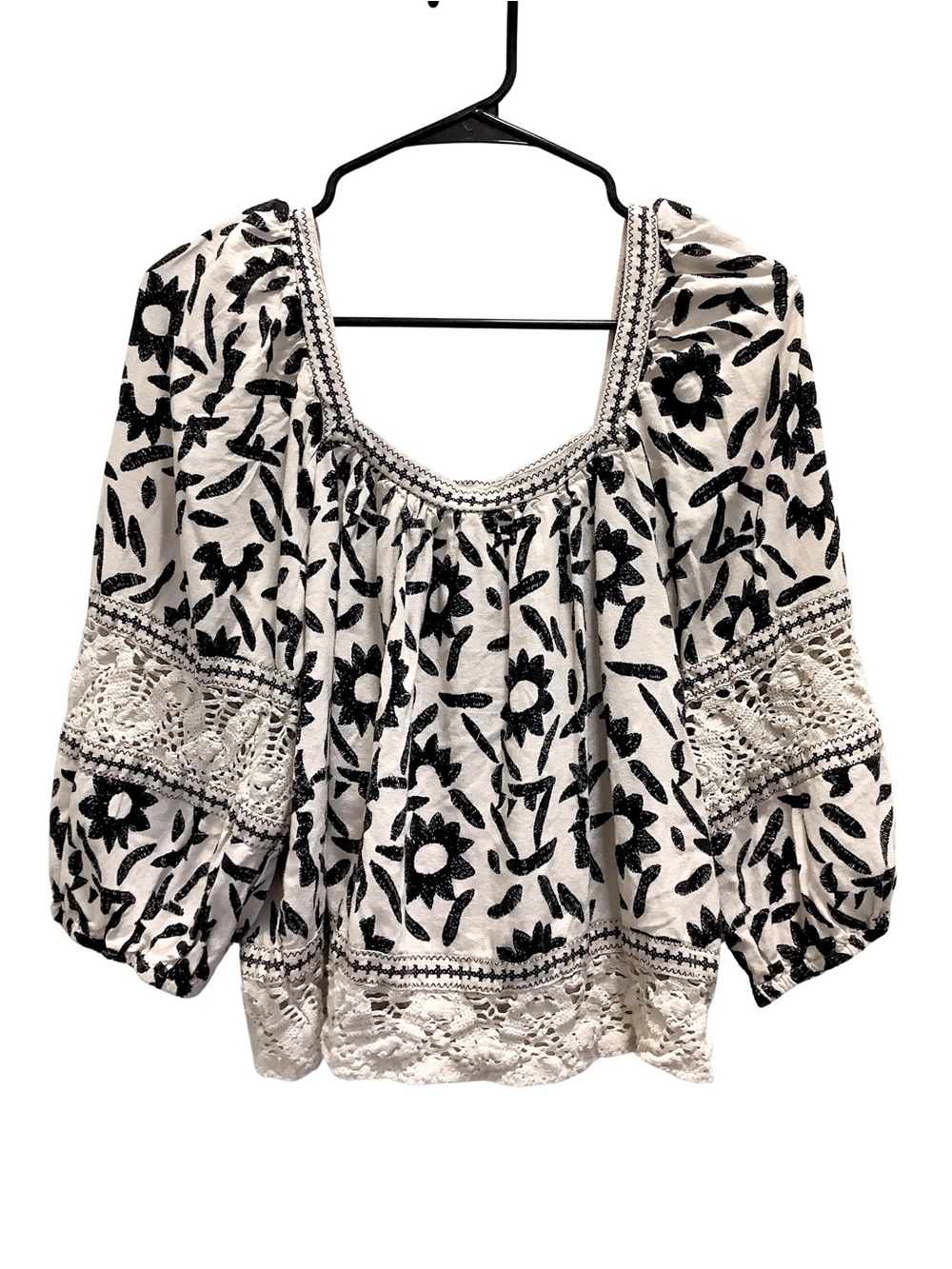 Christian Siriano Black & White Cropped Boho, Top XL - Picture 7 of 7